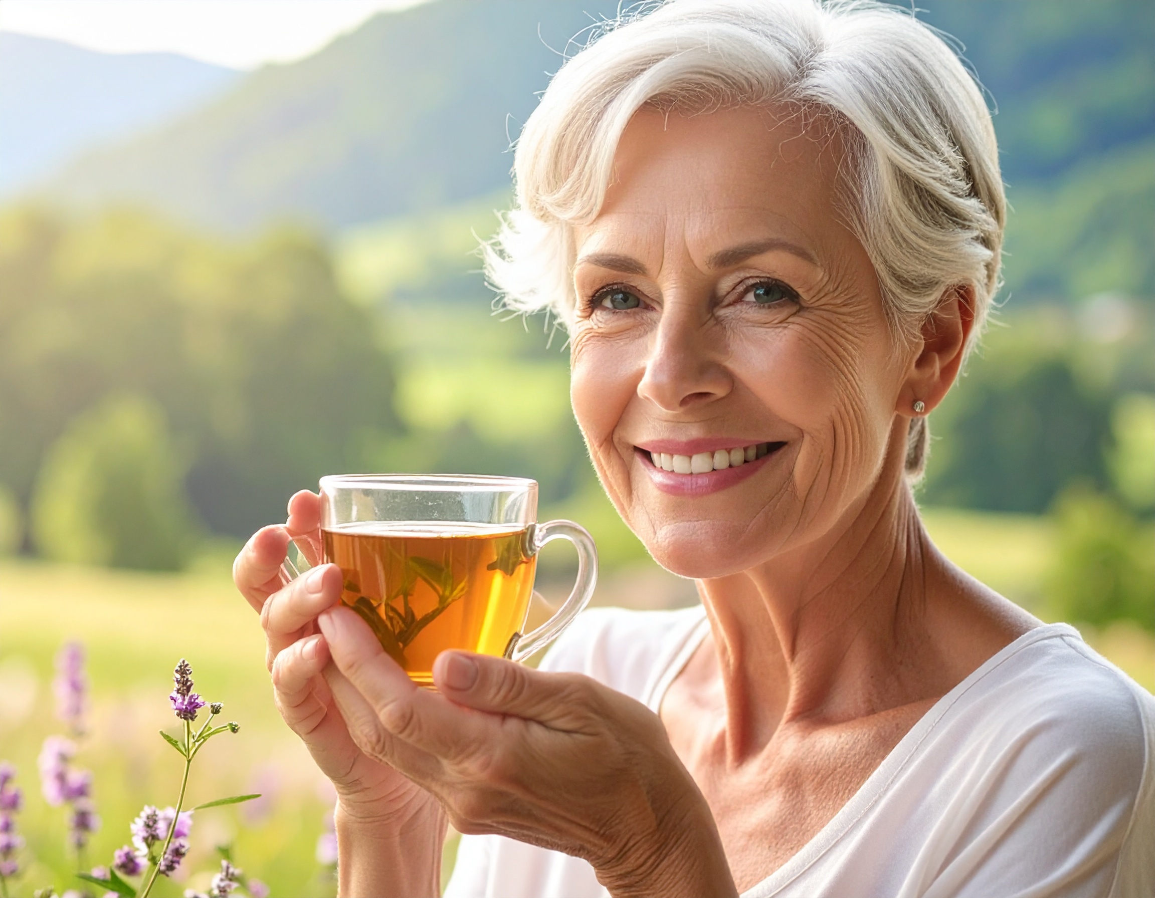Tisana di erbe officinali in tazza — Erboristeria Ippocrate